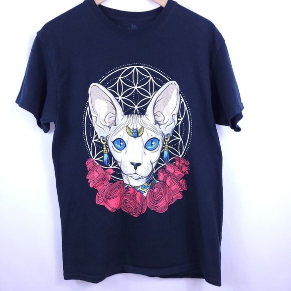 Sphynx Egyptian Cat T-Shirt From Threadless Size Medium Mens & Unisex - Picture 1 of 4